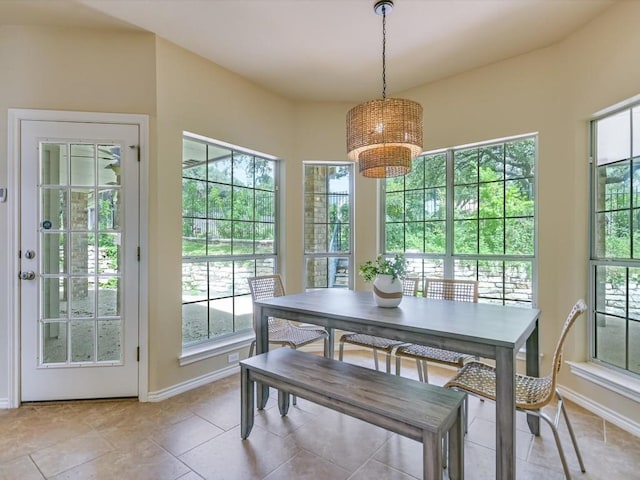 view of tiled dining area