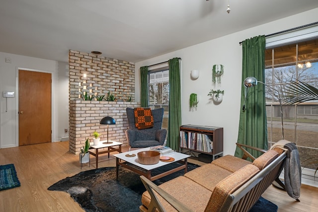 sitting room with light hardwood / wood-style floors