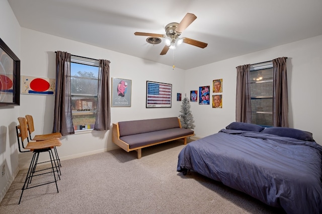 bedroom with carpet floors and ceiling fan