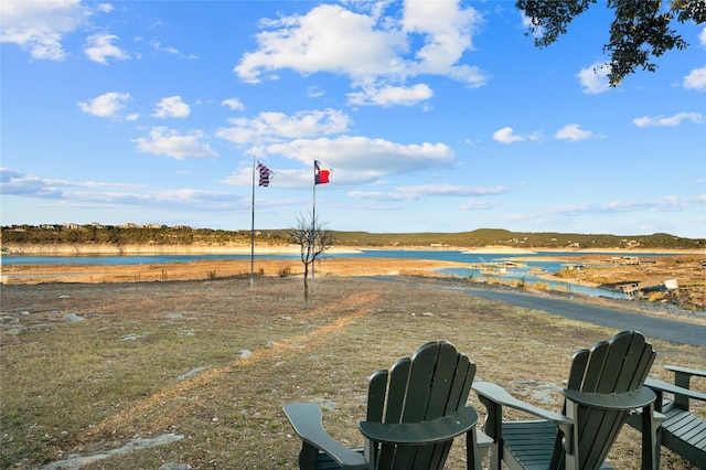 property view of water featuring a view of the beach