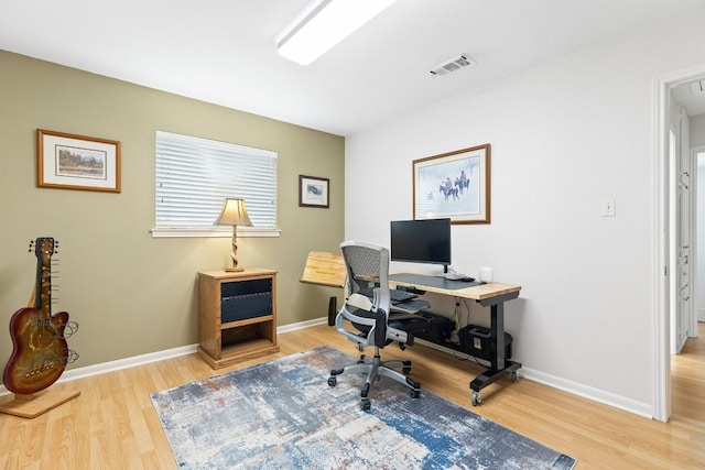 office area featuring hardwood / wood-style flooring