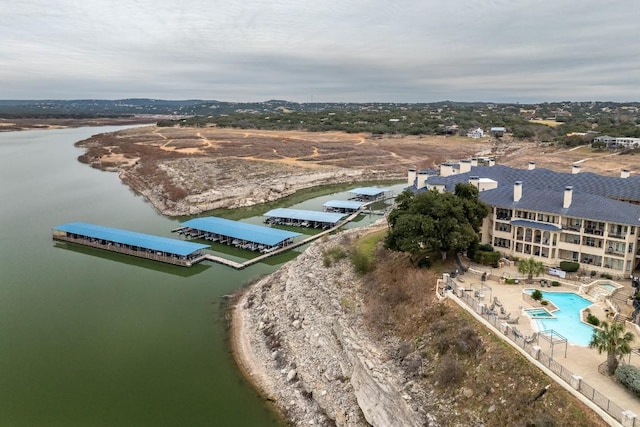 bird's eye view featuring a water view