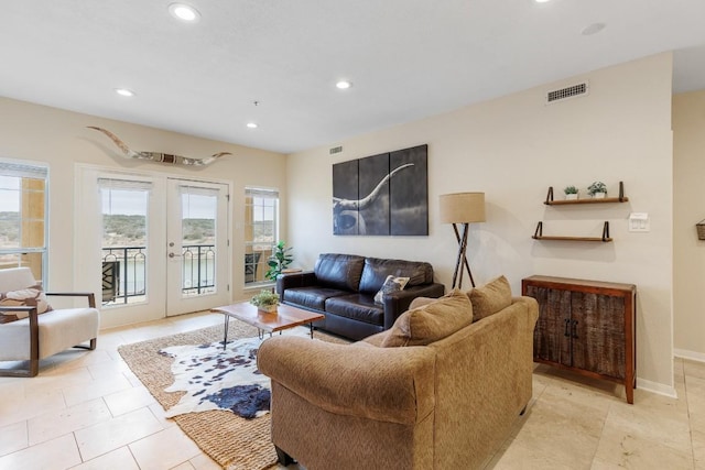 living room with french doors