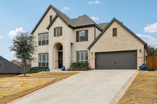 view of front of home featuring a garage and a front yard