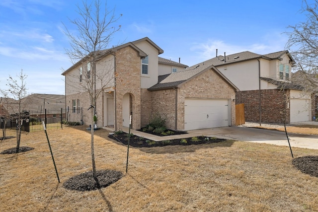 view of front property with a garage and a front lawn