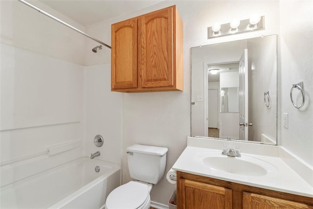 full bathroom with vanity, toilet, and shower / tub combination