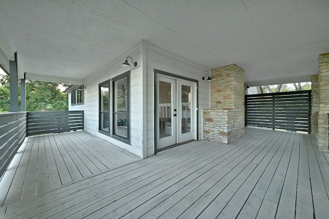 wooden deck with french doors