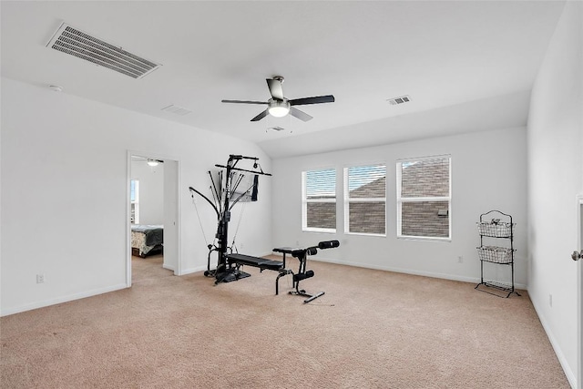 19405 Colgin Dr, Pflugerville, TX 78660 - workout area featuring light colored carpet and ceiling fan