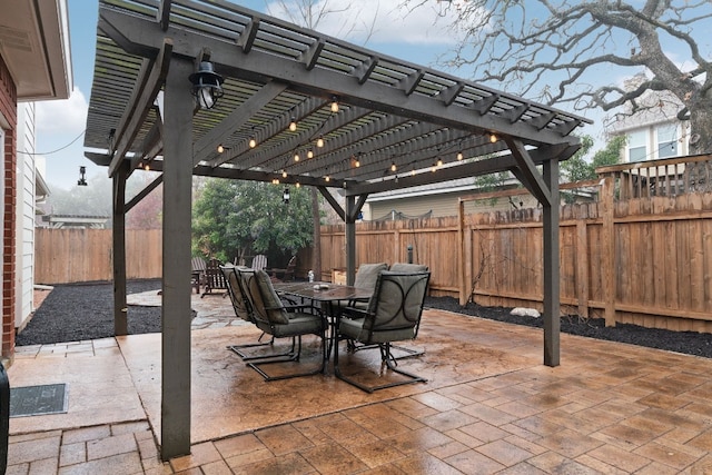 view of patio / terrace featuring a pergola