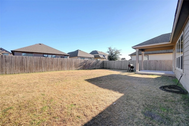 view of yard with a patio area