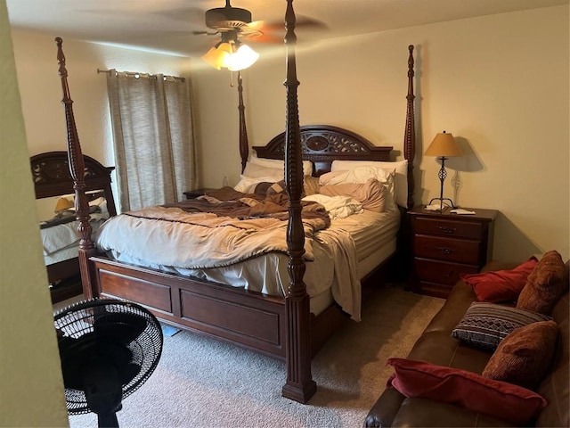 bedroom with carpet flooring and ceiling fan