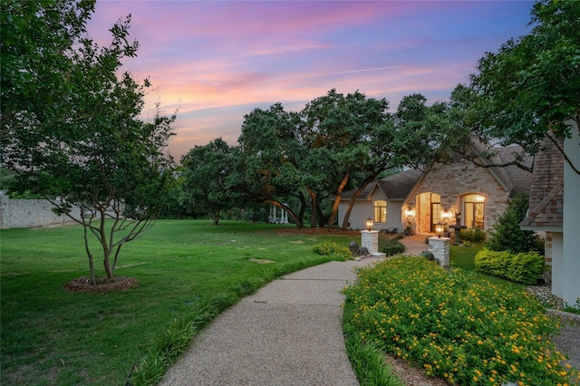 view of front of house with a yard