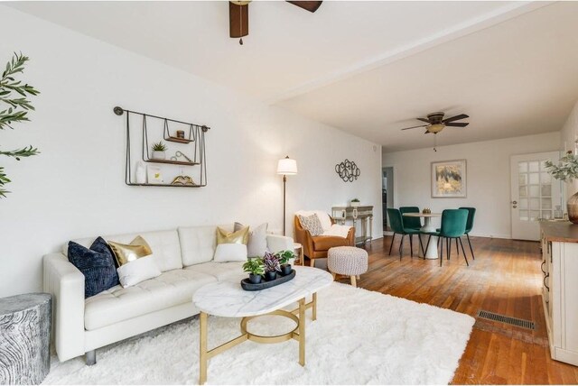 1405 Brentwood St, Austin, TX 78757 - living area featuring ceiling fan and wood-type flooring