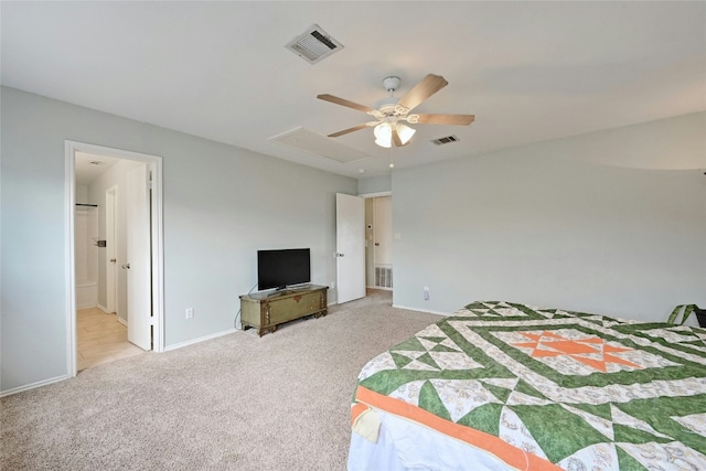 bedroom with carpet floors and ceiling fan