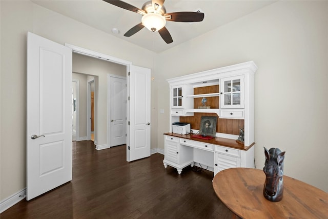 204 Delfino Cir, Lakeway, TX 78734 - office space with dark wood-style flooring and a ceiling fan