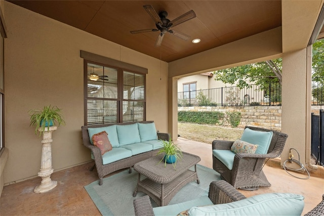 204 Delfino Cir, Lakeway, TX 78734 - view of patio / terrace with a ceiling fan and an outdoor hangout area