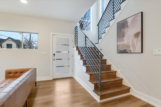 entrance foyer with light hardwood / wood-style flooring