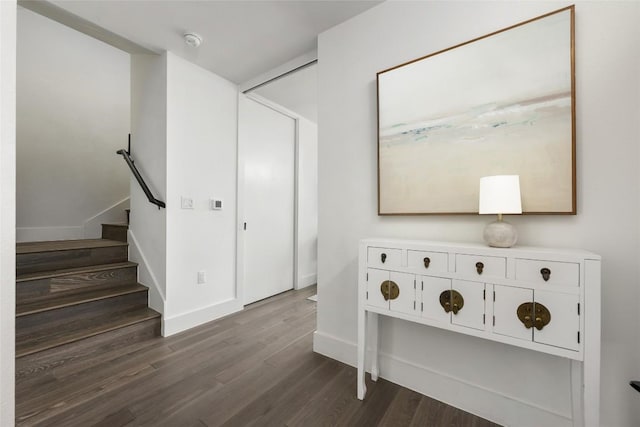 foyer with dark wood-type flooring