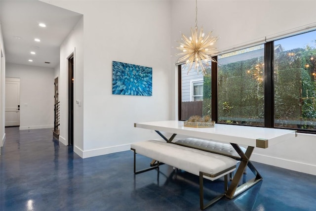 dining room featuring a chandelier