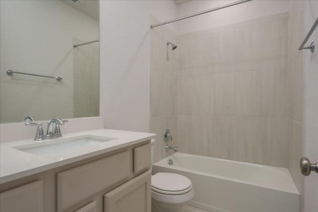 full bathroom featuring toilet, vanity, and shower / tub combination