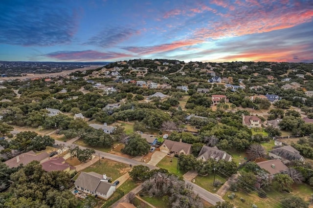 view of aerial view at dusk