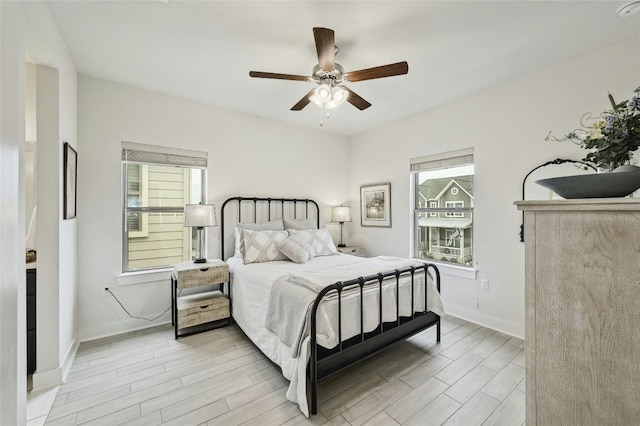 bedroom featuring ceiling fan