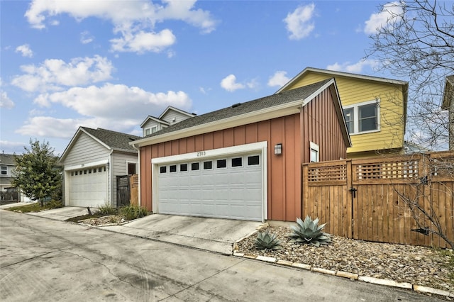 exterior space featuring a garage