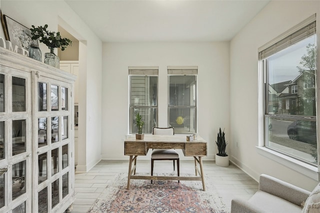 office space featuring light hardwood / wood-style floors