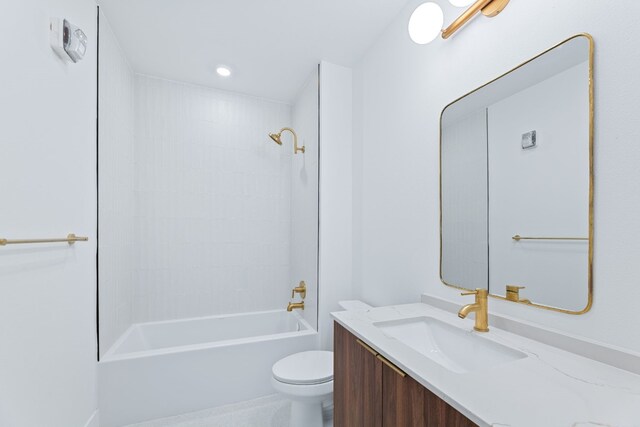 1701 Simond Ave Unit 546, Austin, TX 78723 - full bathroom featuring vanity, toilet, tub / shower combination, and recessed lighting