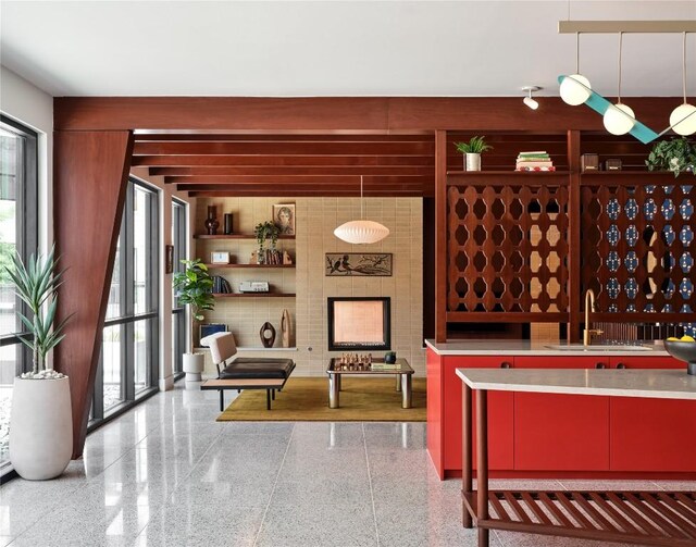 1701 Simond Ave Unit 546, Austin, TX 78723 - interior space featuring a sink and a fireplace