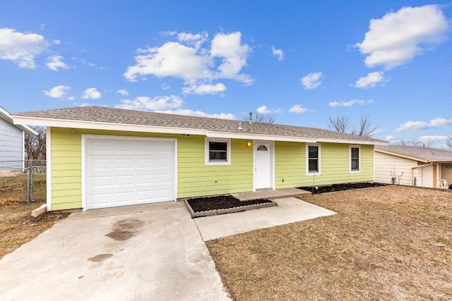 single story home with a garage