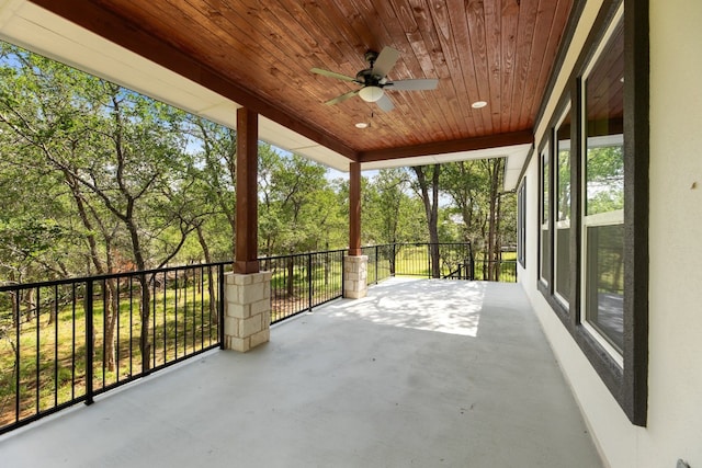 view of patio featuring ceiling fan