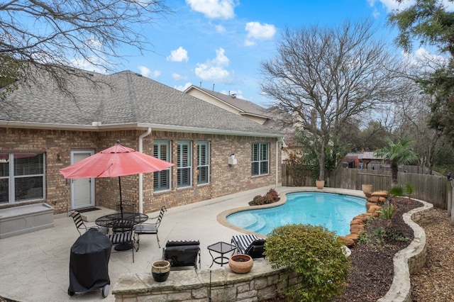 view of swimming pool featuring a patio