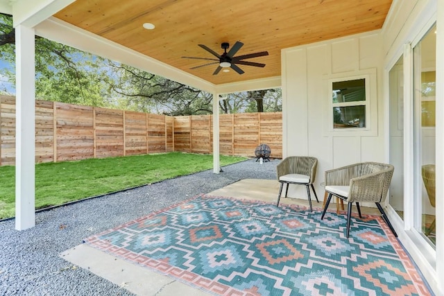 view of patio with ceiling fan