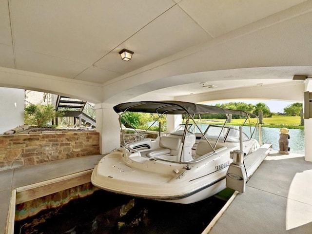 dock area featuring a water view