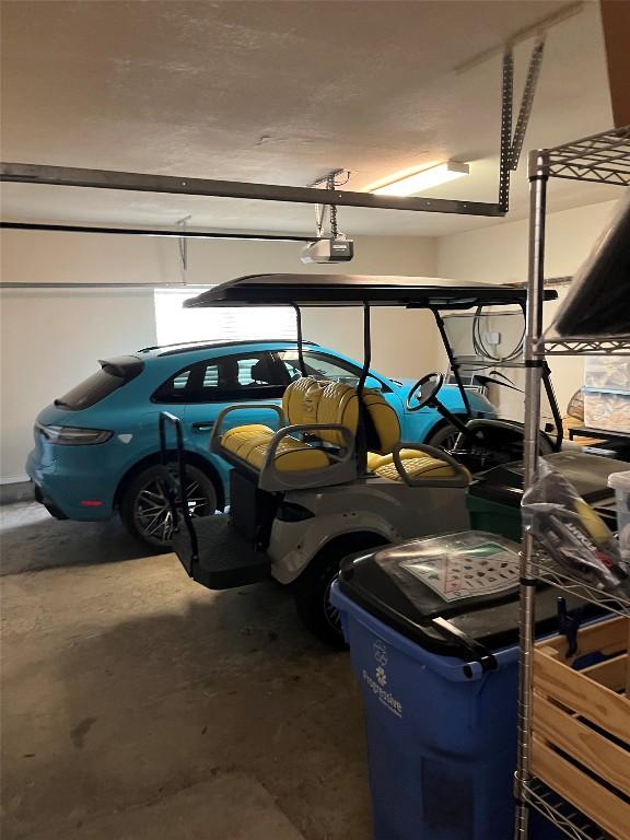 garage with a garage door opener