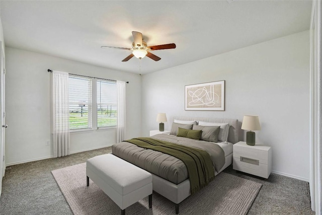 bedroom with carpet and ceiling fan