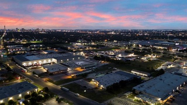 view of aerial view at dusk