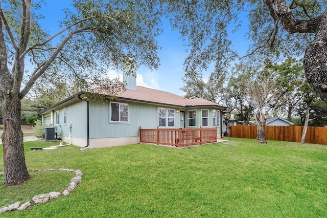 6333 La Mesa St, Leander, TX 78645 - back of house with a wooden deck