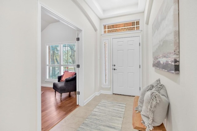 616 Basie Bnd, Cedar Park, TX 78613 - entrance foyer with light tile patterned floors and a tray ceiling