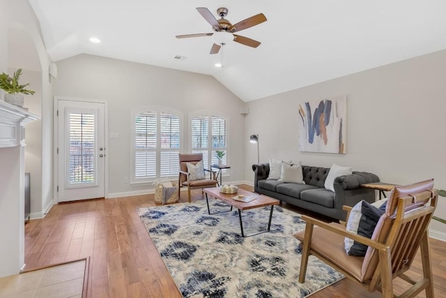 616 Basie Bnd, Cedar Park, TX 78613 - living room with healthy amount of natural light, lofted ceiling, ceiling fan, recessed lighting, and light wood finished floors