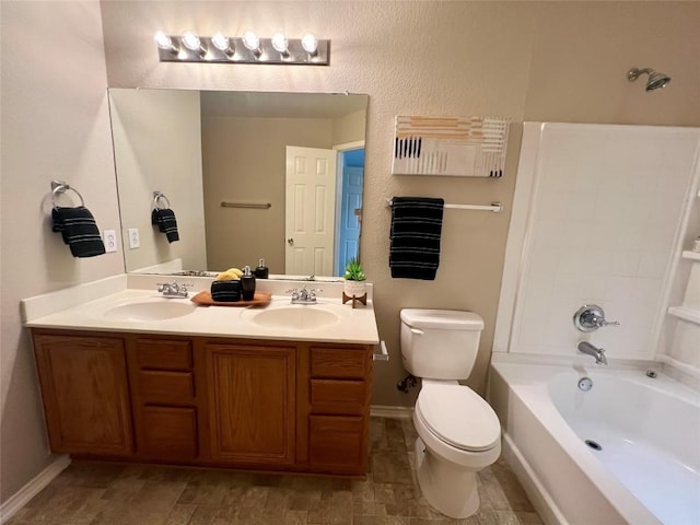 full bathroom featuring vanity, toilet, and shower / bath combination