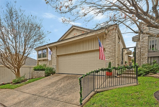 view of home's exterior featuring a garage and a lawn