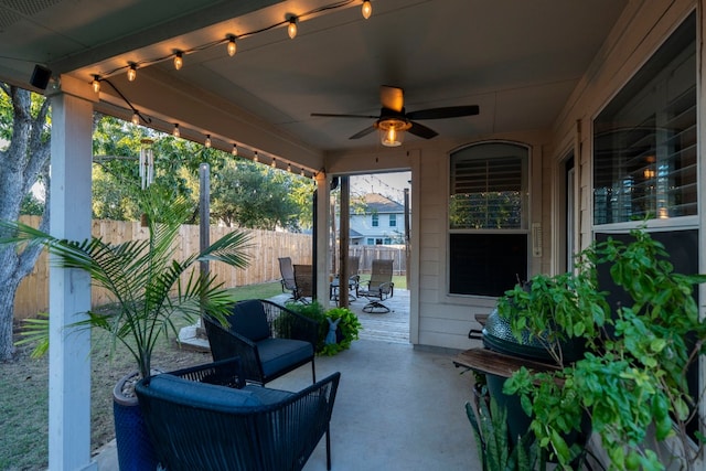 view of patio / terrace with ceiling fan