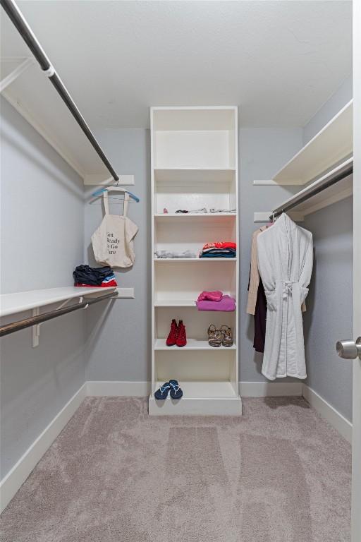 spacious closet with light carpet