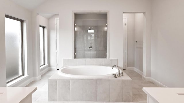 667 Bay Breeze Dr, Kyle, TX 78640 - bathroom featuring a bath, a shower stall, and vanity