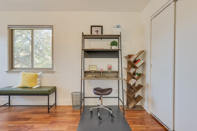 office area with hardwood / wood-style floors