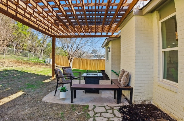 view of patio / terrace featuring a pergola