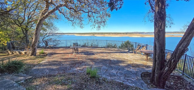 view of yard with a water view