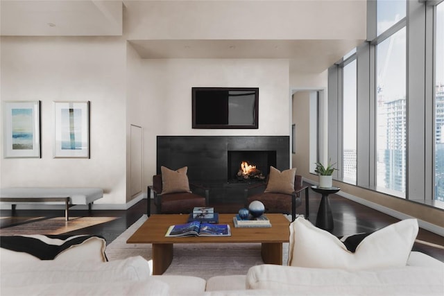 living room featuring wood-type flooring